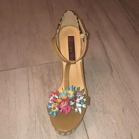 Multi color beaded chunky heels - Picture 4 of 8